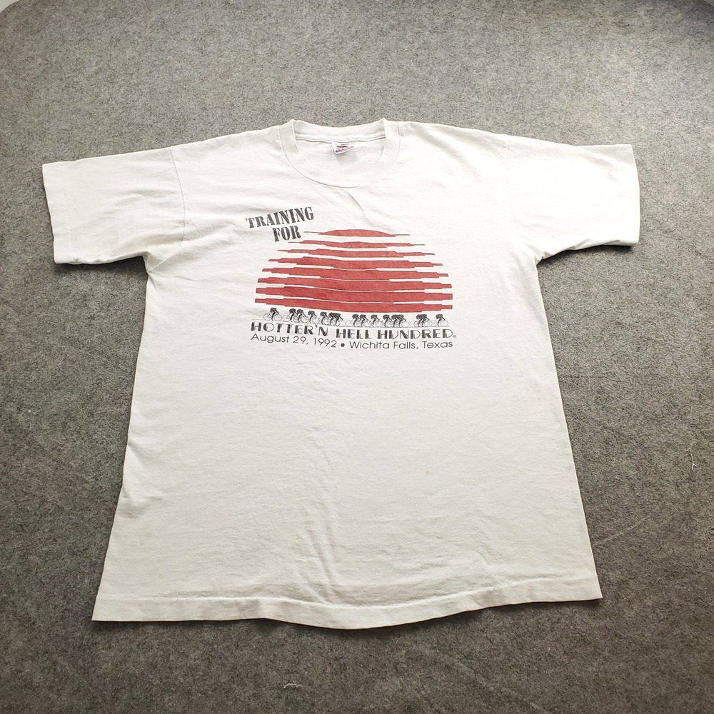VTG Hotter N Hell Hundred T Shirt Large Bicycle Race Wichita Falls TX 1992